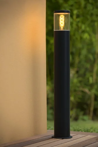 Парковый светильник Fedor 14899/80/30 Lucide уличный IP44 чёрный 1 лампа, плафон прозрачный в стиле современный E27 фото 3